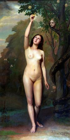 Eve picking the apple, 1871. Creator: Juan Antonio Vera Calvo