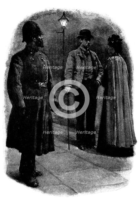 Eve's Ransom...A policeman passing threw a glance at them, 1895. Creator: George Meisenbach.