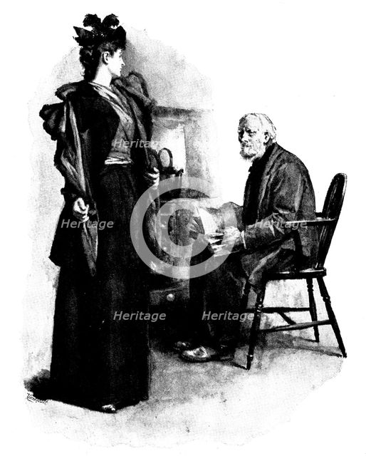 Eve's Ransom: He looked up from the volume and said..."You look starved, my Iass", 1895. Creator: George Meisenbach.