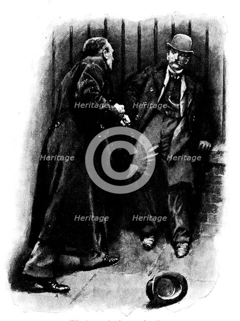 Eve's Ransom...Hilliard staggered back against the railings, 1895. Creator: George Meisenbach.