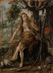 Eve Spinning, 1600-1625. Creator: Monogrammist SI