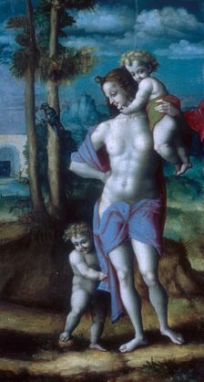Eve with Cain and Abel, 1520s. Creator: Bacchiacca