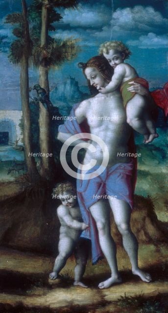 Eve with Cain and Abel, 1520s. Creator: Bacchiacca.