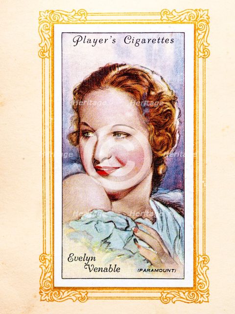 Evelyn Venable Collectables Picture of movie stars that came with the Players cigarette packet, 1934 Creator: Unknown.