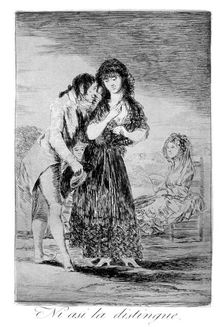 Even thus he cannot make her out 1799. Artist: Francisco Goya