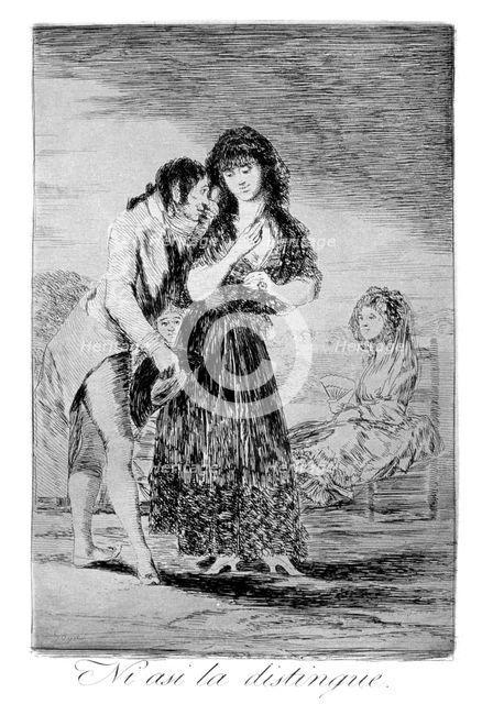 'Even thus he cannot make her out', 1799. Artist: Francisco Goya