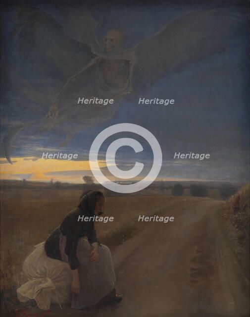 Evening;Evening. Death and the Old Woman, 1887. Creator: Laurits Andersen Ring.