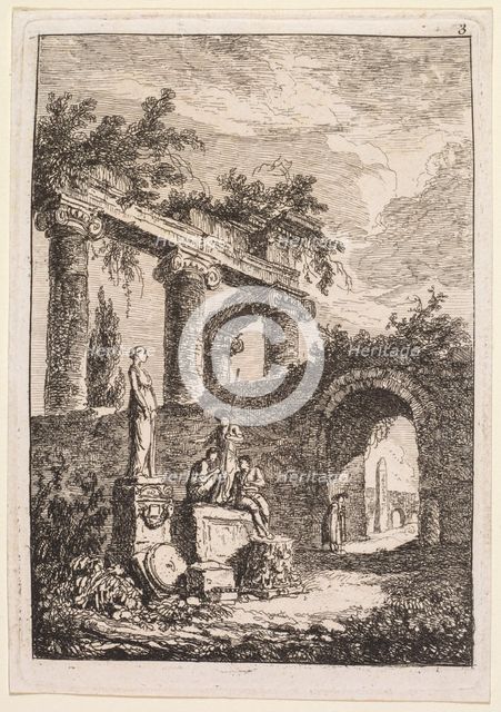 Evenings in Rome: The Statue in Front of Ruins, 1763-1764. Creator: Hubert Robert (French, 1733-1808).