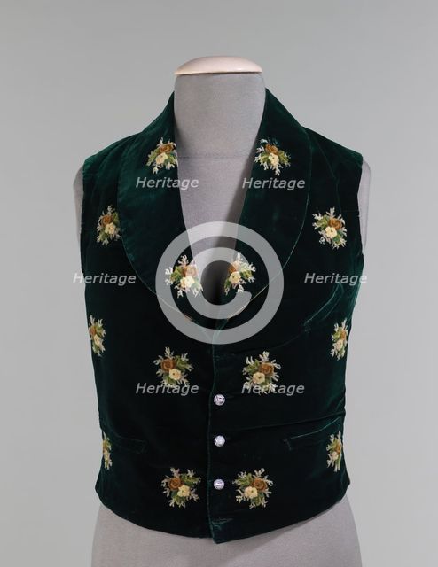 Evening vest, American, 1838. Creator: Unknown.