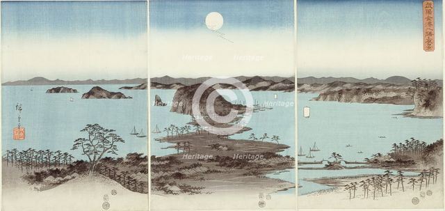 Evening View of Eight Famous Sites at Kanazawa (Buyo Kanazawa hassho yakei), 1857. Creator: Ando Hiroshige.