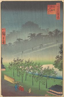 Evening View of Kiribata in Rain at Akasaka, 1859. Creator: Utagawa Hiroshige II