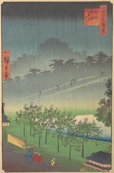 Evening View of Kiribata in Rain at Akasaka, 1859. Creator: Utagawa Hiroshige II