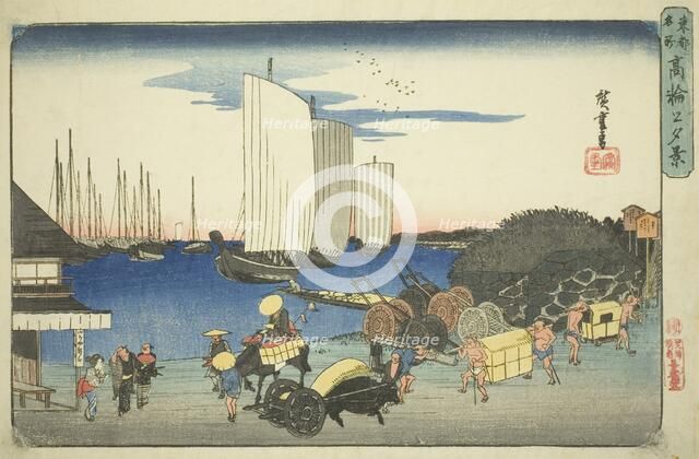 Evening View of Takanawa (Takanawa no yukei), from the series "Famous Places...)", c. 1832/38. Creator: Ando Hiroshige.