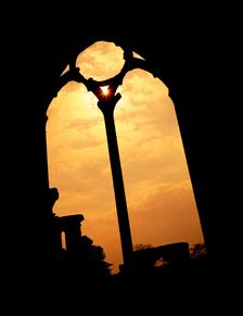 Evening view of the east window of Netley Abbey, Hampshire, c2000s(?). Artist: Historic England Staff Photographer