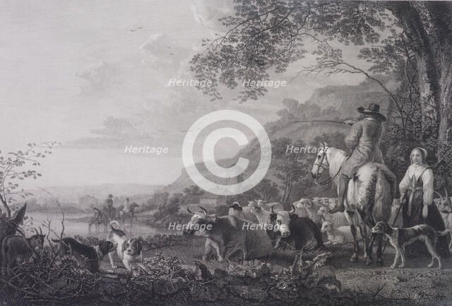 Evening, a composition, c.1832. Creators: Edward Goodall, Aelbert Cuyp.