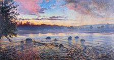 Evening at Motala ström, 1894. Creator: Fahlcrantz, Axel (1851-1925)