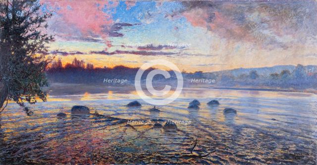 Evening at Motala ström, 1894. Creator: Fahlcrantz, Axel (1851-1925).