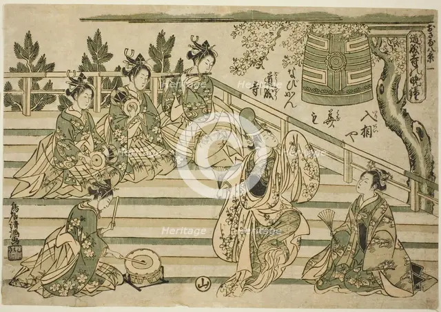 Evening Bell of Dojoji (Dojoji no bansho), no. 1 from the series "Eight Views of Children..., c1764. Creator: Torii Kiyomitsu.