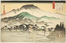 Evening Bell at Mii Temple (Mii bansho), from the series "Eight Views of Omi (Omi..., c. 1834. Creator: Ando Hiroshige