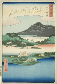 Evening Bell at Mii Temple (Mii bansho), from the series "Eight Views of Omi (Omi hakkei)", 1857. Creator: Ando Hiroshige