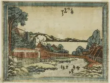 Evening Bell at Mii (Mii no bansho), from the series Eight Views of Omi in Etching Style...1804/16. Creator: Hokusai