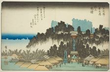 Evening Bell at Ikegami (Ikegami no bansho), from the series "Eight Views in the..., c. 1837/38. Creator: Ando Hiroshige