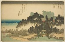 Evening Bell at Ikegami (Ikegami no bansho), from the series "Eight Views in the..., c. 1837/38. Creator: Ando Hiroshige