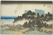 Evening Bell at Ikegami (Ikegami no bansho), from the series "Eight Views in the..., c. 1837/38. Creator: Ando Hiroshige