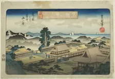 Evening Bell at Kamakura, View of the Mountains of Awa Province from Tsurugaoka (Ka ..., c. 1833/34. Creator: Utagawa Toyokuni II