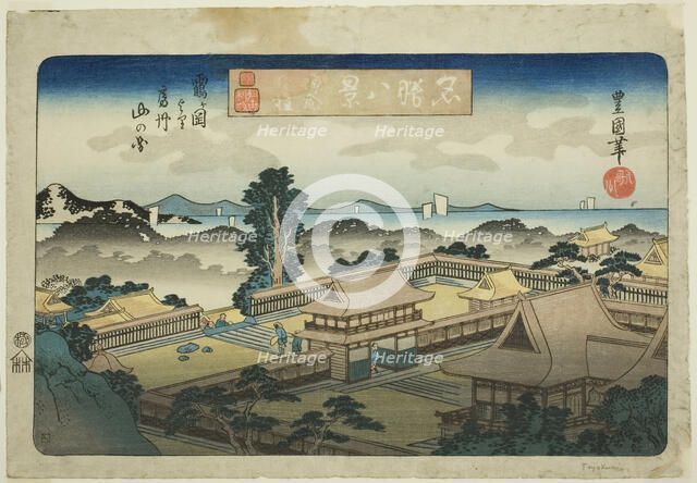 Evening Bell at Kamakura, View of the Mountains of Awa Province from Tsurugaoka (Ka ..., c. 1833/34. Creator: Utagawa Toyokuni II.