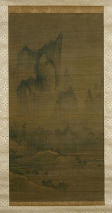 Evening bell from mist-shrouded temple; Autumn moon over Lake Dongting (right), ca. 1450-1500. Creator: Unknown