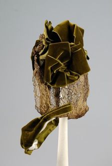 Evening bonnet, French, ca. 1875. Creator: Michniewicz-Tuvee