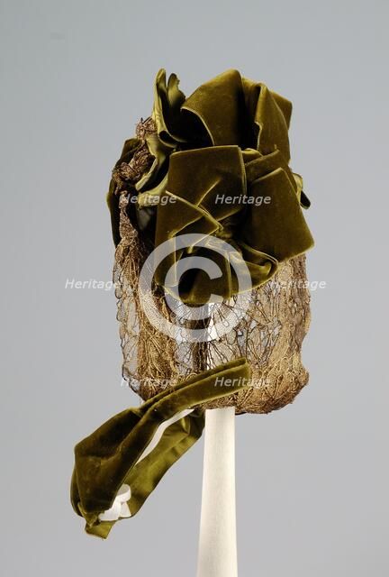 Evening bonnet, French, ca. 1875. Creator: Michniewicz-Tuvee.