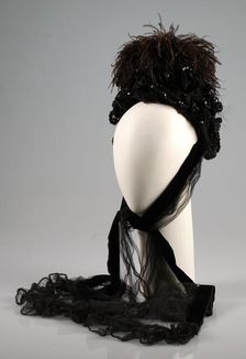 Evening bonnet, French, ca. 1890. Creator: Camille