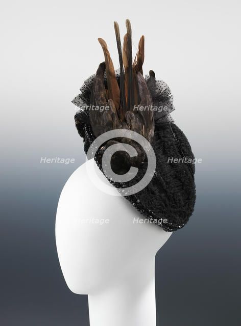 Evening bonnet, probably French, ca. 1880. Creator: Unknown.