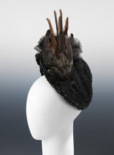 Evening bonnet, probably French, ca. 1880. Creator: Unknown