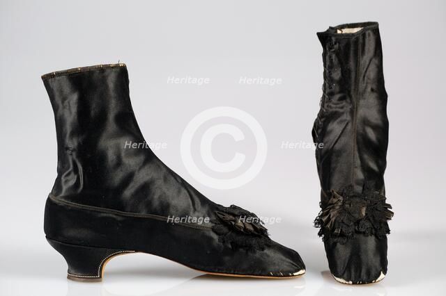Evening boots, French, 1855-65. Creator: Defossee.