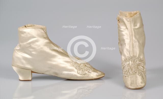 Evening boots, French, 1860-70. Creator: Unknown.