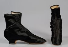 Evening boots, possibly French, 1865-70. Creator: Unknown