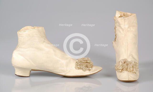Evening boots, probably French, 1855-70. Creator: Unknown.