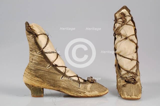 Evening boots, probably French, 1860-69. Creator: Unknown.