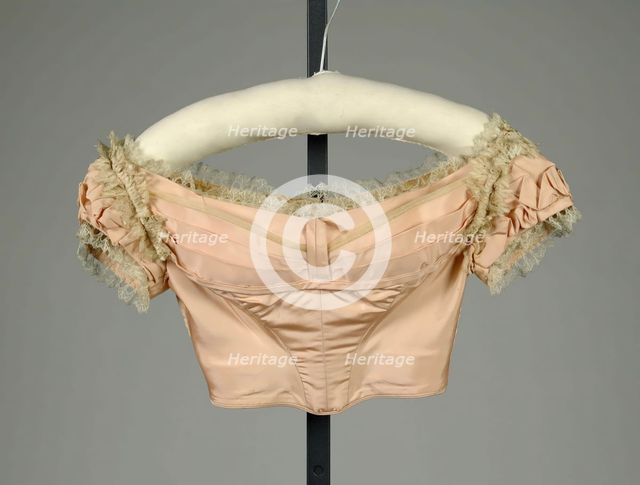 Evening bodice, French, ca. 1865. Creators: Worth and Bobergh, Charles Frederick Worth.