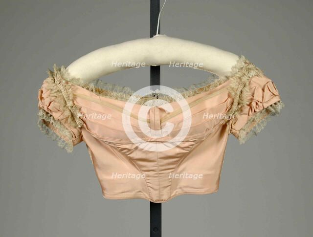Evening bodice, French, ca. 1865. Creators: Worth and Bobergh, Charles Frederick Worth.