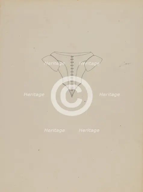 Evening Bodice, Line Drawing, c. 1937. Creator: Mae A. Clarke.