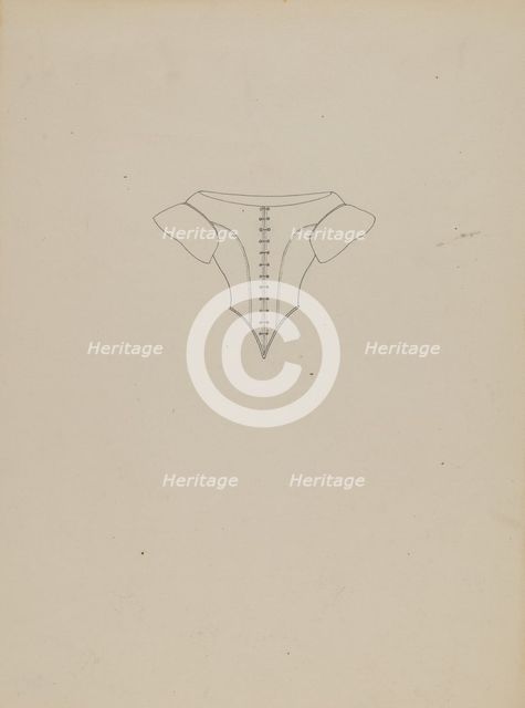 Evening Bodice, Line Drawing, c. 1937. Creator: Mae A. Clarke.