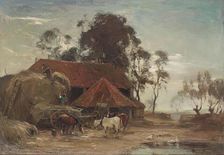 Evening - Building the Stack, c1870-1920. Creator: James Lawton Wingate