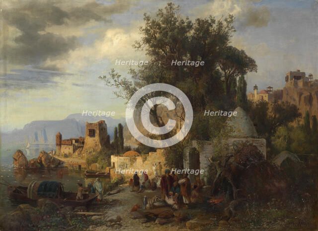 Evening by the Kura River near Tiflis. Artist: Franken, Paul von (1818-1884)
