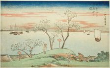 Evening Cherry Blossoms at Goten Hill (Gotenyama no yuzakura), from the series..., c. 1831. Creator: Ando Hiroshige
