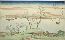 Evening Cherry Blossoms at Goten Hill (Gotenyama no yuzakura), from the series..., c. 1831. Creator: Ando Hiroshige