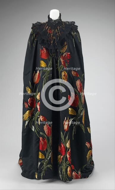 Evening cloak - Tulipes Hollandaises (textile), French, 1889. Creators: House of Worth, Charles Frederick Worth.